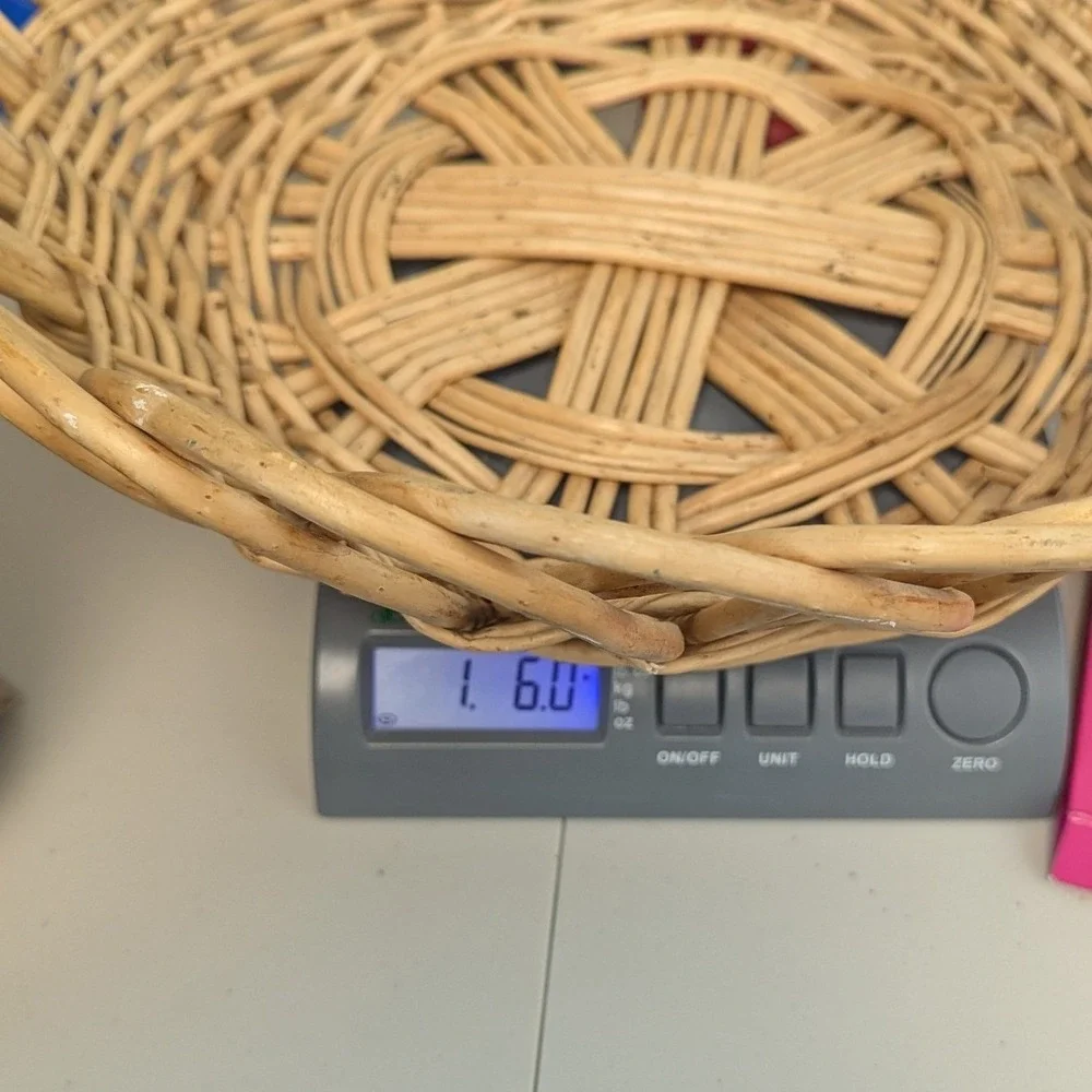 Large Woven Wicker Basket Large Scalloped Round Decorative Bowl